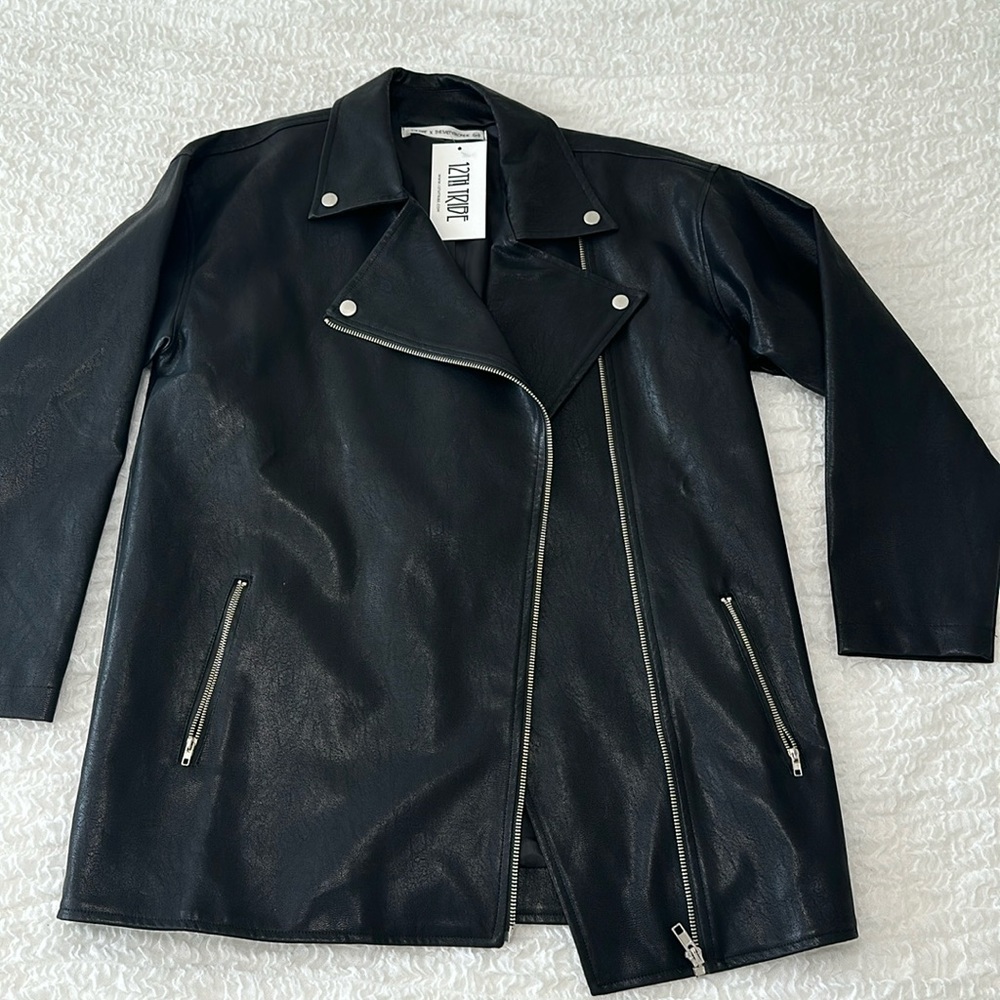 12th Tribe x The Salty Blonde oversized faux leather jacket